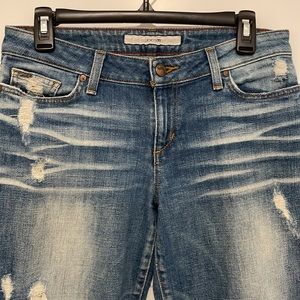Joe’s Jeans distressed, mid-rise, bootcut/flare premium denim jeans